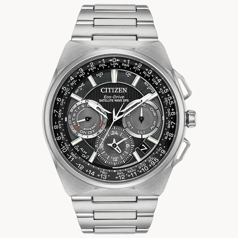 Satellite Wave F900 - Men's Eco-Drive Steel Calendar Date Watch Satellite Wave F900 - Men's Eco-Drive Steel Calendar Date Watch